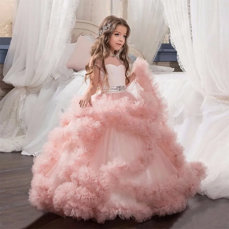 Платья с цветочным узором для девочек на свадьбу, детское нарядное платье, платья для первого причастия, вечерние платья для маленьких детей