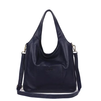 Модные женские сумки-мессенджеры на плечо, Большая вместительная сумка из натуральной кожи, роскошные сумки-Хобо, дизайнерские сумки через плечо для женщин - Цвет: Blue