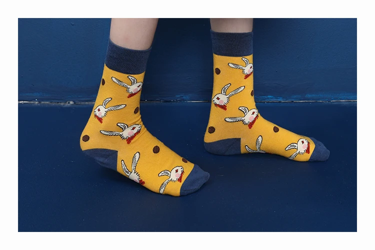 2 пар/лот, женские жаккардовые носки с забавным Кроликом, хлопковые короткие носки с рисунками из мультфильмов, носки для девушек и женщин, носки для осени и весны