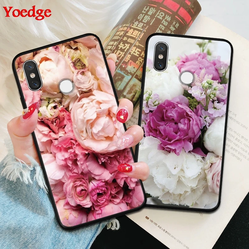 

Black Matte Flower Phone Case For Xiaomi Redmi 3 4A 4X 5 Plus 5A 6A S2 Note 3 4X 5A 5 6 7 Pro Mi A1 A2 8 Lite Mi 9 F1 TPU Cover