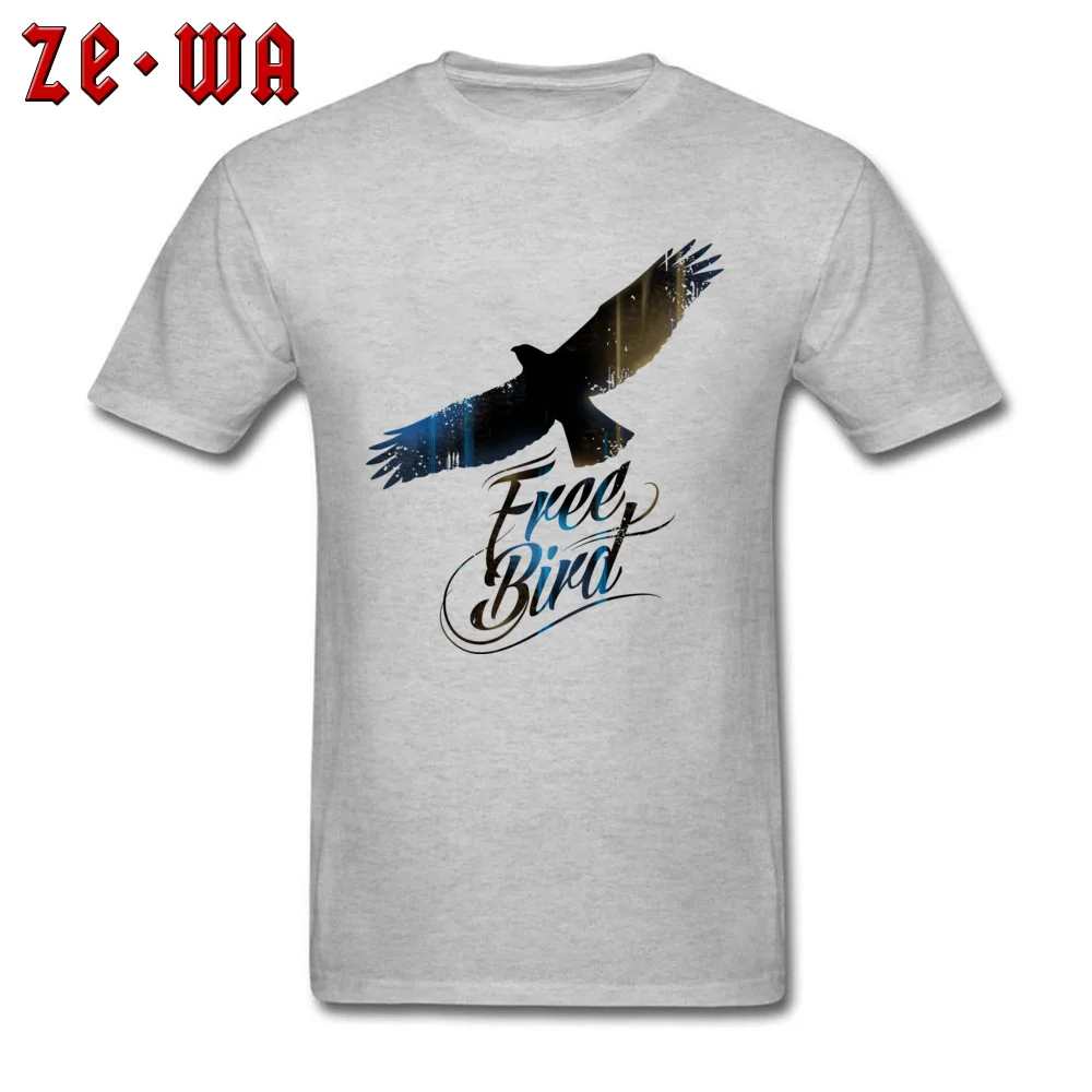Free Bird T Shirt Man Cotton Grey T Shirt Boyfriend Gift Tees Casual