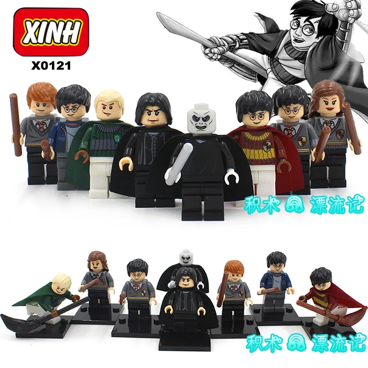 8pcs HARRY POTTER Movie Dumbledore Professor Snape Ron Weasley Hogwarts Express Hermione Building minifig font b
