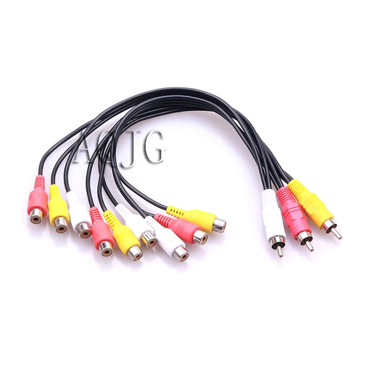 Audio Video Connect Cables Av Lotus Head 3 Male To 9 Female Line Dvd Set Top Box Connected To Tv Rca Video Cable Split Line Computer Cables Connectors Aliexpress
