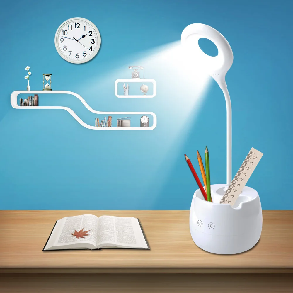 2в1 Регулируемый сенсорный светодиодный настольный светильник Многофункциональный ночник ручка держатель для дома ребенок зарядка через USB