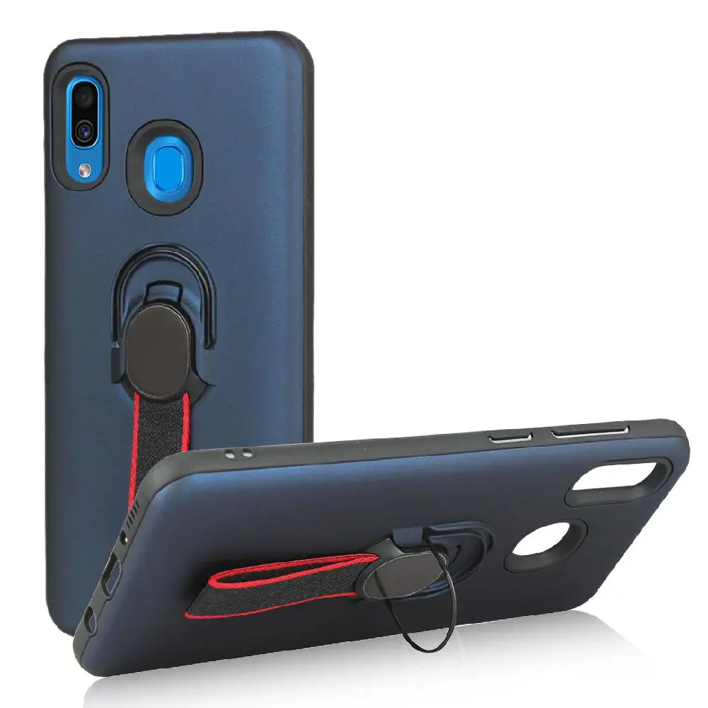 Kuulee For Samsung A30 Fashion Luxury PC+TPU Desktop Holder Shell Unique Finger Ring Phone Case |