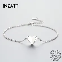 INZATT, классический, 925 пробы, серебряный, складной, сердце, браслет для женщин, шарм, Дамская, летняя, металлическая цепочка, модные ювелирные изделия, вечерние, подарок