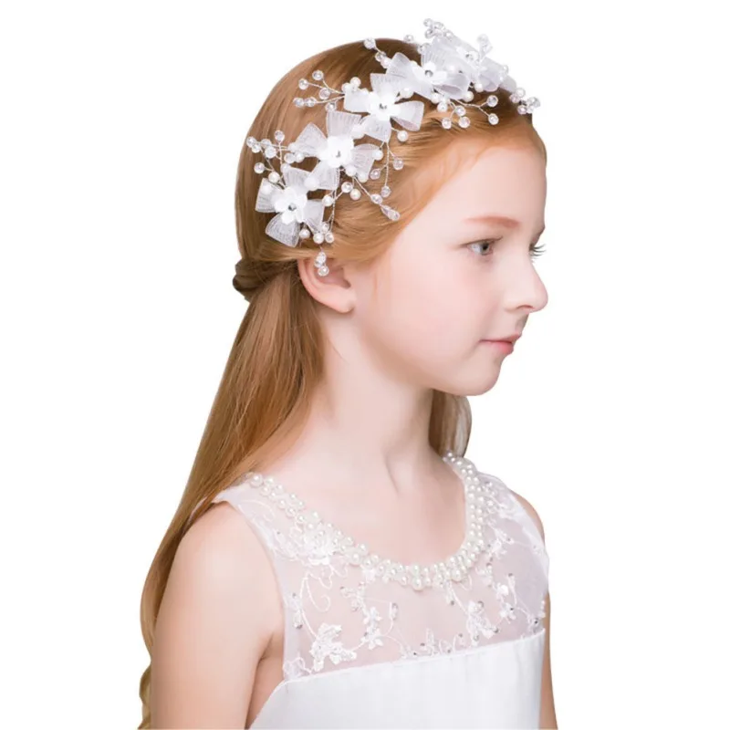 Children's Crown Headdress Princess Girl Crown Headband Cute Crown Crystal Flower Wedding Party Accessories Photography Props