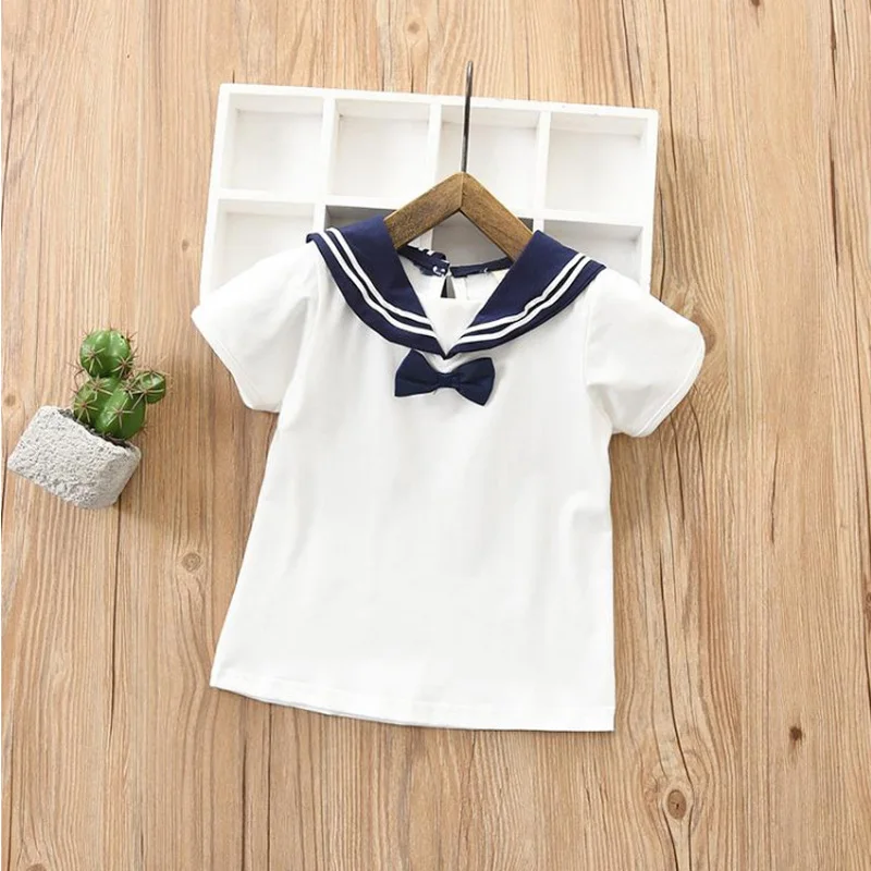 Новинка года; летняя футболка с моряком для мальчиков и девочек хлопковые топы с короткими рукавами для детей; От 1 до 14 лет; BC668