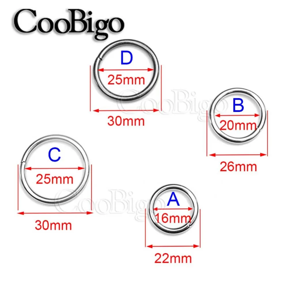 50 шт. несварное металлическое уплотнительное кольцо 5/" 3/4" " Серебристое и черное никелированное кольцо для рюкзака, ошейника, ремней, сумки, аксессуары для самостоятельной сборки