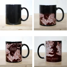 Se ACERCA El INVIERNO Lobo Taza decoloración Taza JUEGO DE TRONOS Mapas Café Leche Tazas de Cambio de Color De Cerámica Creativa Regalos de Sorpresa