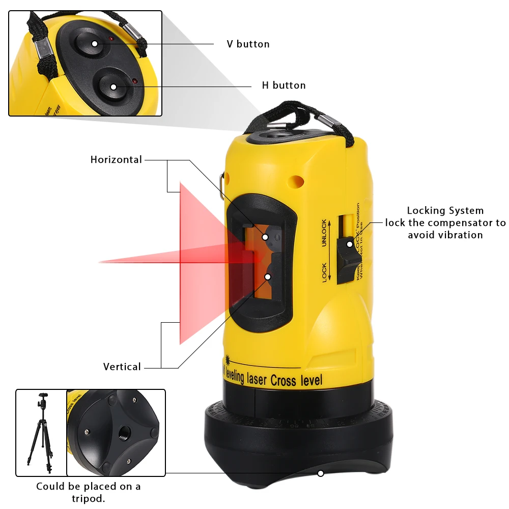 Нивелир лазерный с 2 линиями поворот на 360 градусов|laser level 360|laser levelcross laser |