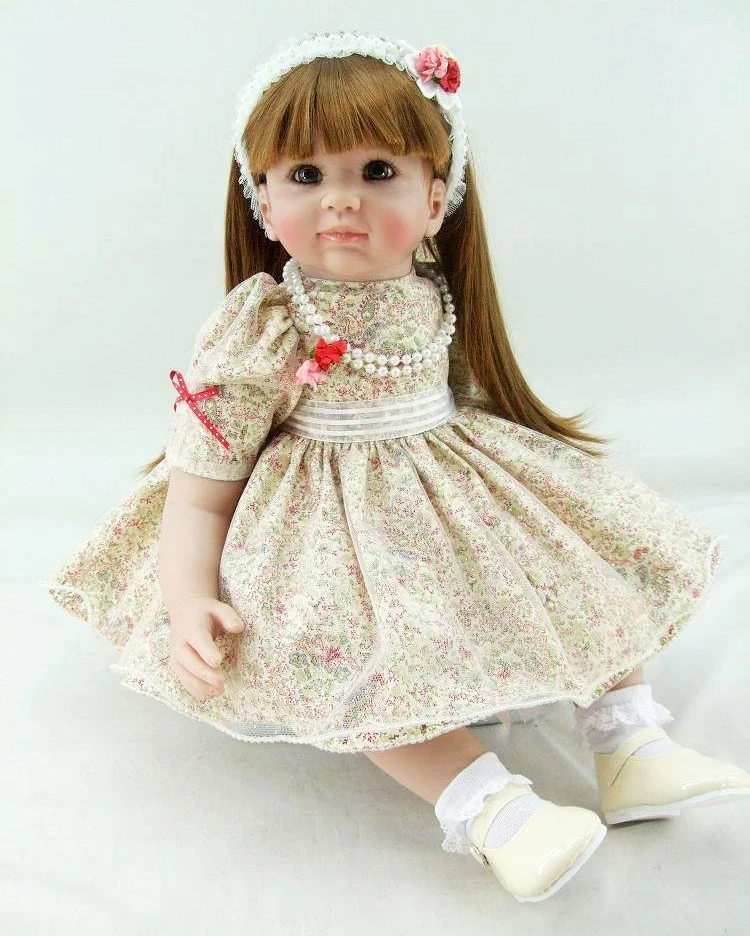 

New design face Reborn Baby Girl Doll 3/4 Silicone Vinyl Bebe Reborn Brown eyes Princess Baby Toy Doll For Kids christmas Gifts