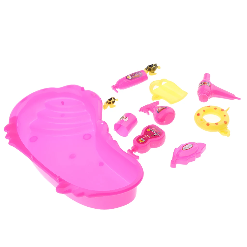 Fashion Doll Bathroom Furniture Set Mini Bathtub Toy Mini Toilet Toy Dollhouse Life Scene Ornament Random Color