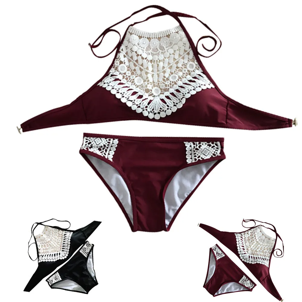 

SAGACE Clothes Sexy Lace Swimwear women lady Beach Push-up Padded Bra Swimsuit 2019 Summer Sets for girl bathing Suits Beachwear