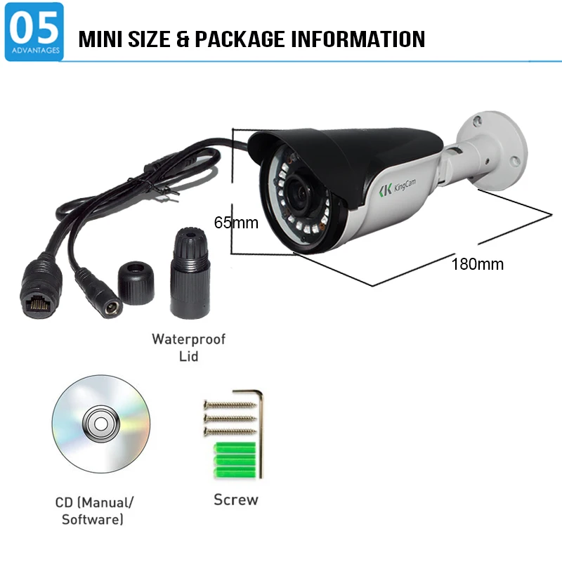Kingcam FHD 1080 P + POE цинковый сплав металлов антивандальный открытый/закрытый IP Камера