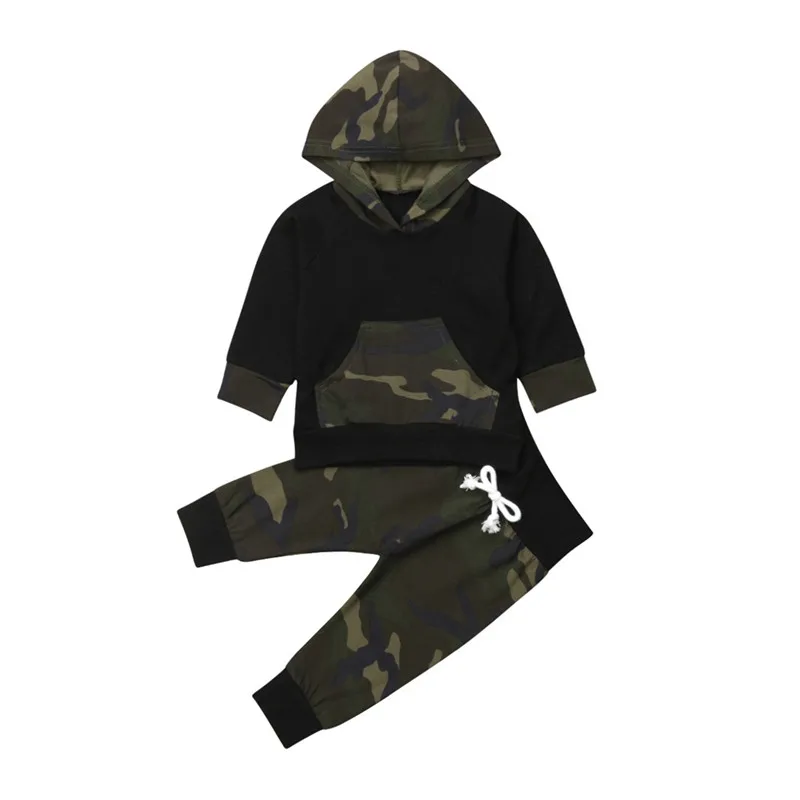 Winter &amp Spring Autumn Baby Boys Girl Clothes Set Fashion Boy Long Sleeve Hooded Tops Sweatshirt+Pants 2Pcs Camo | Детская одежда и