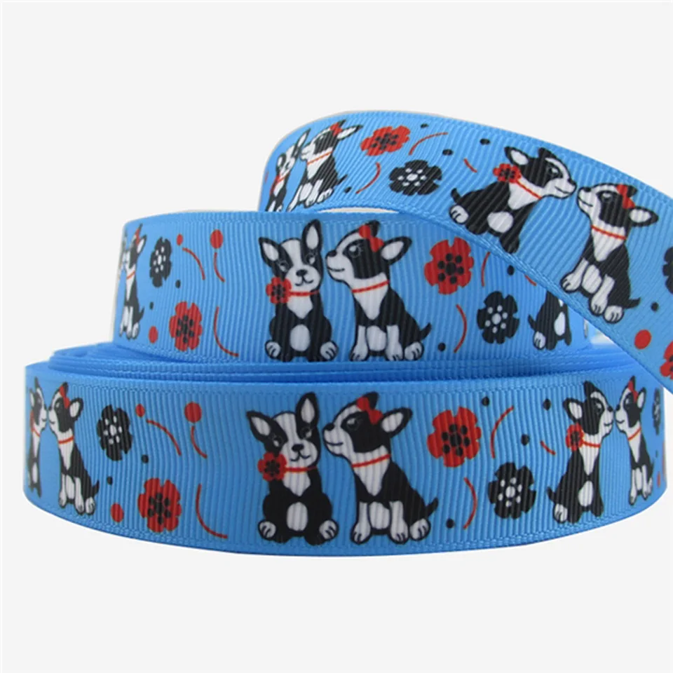 

50yards 7/8" 22mm Kawaii Dogs printed grosgrain ribbon for party gift decoration DIY hairbow headwear materials