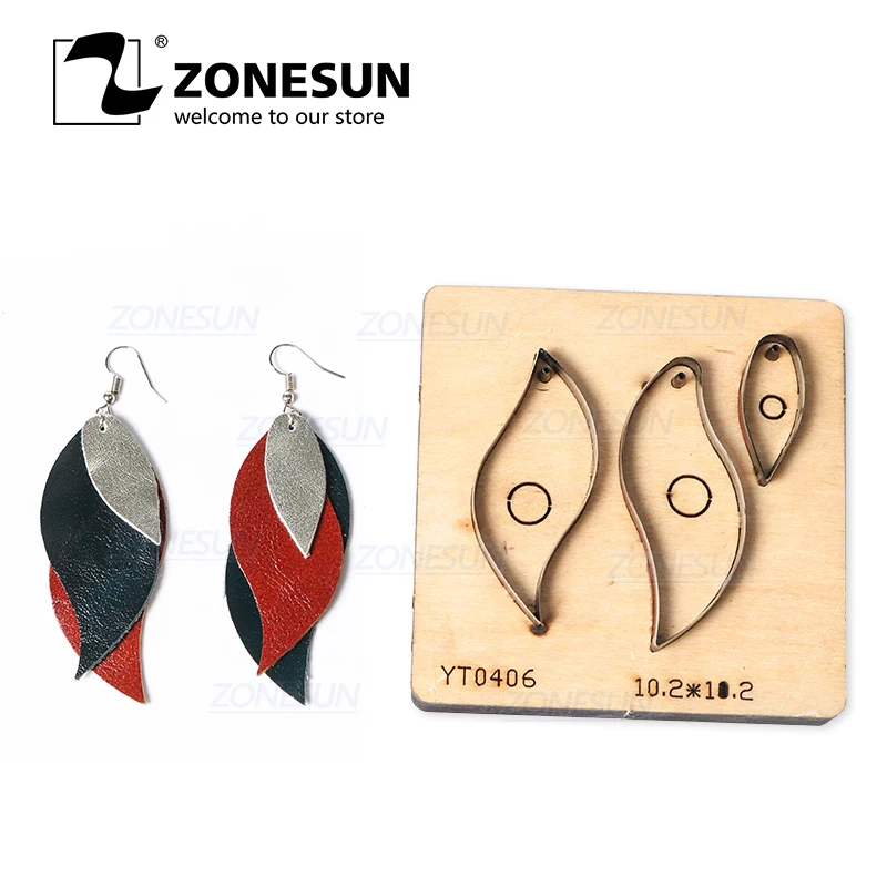 ZONESUN T9 DIY Custom Cutter Leather Earring Cutting Die Leather Cut Out Earring For Steel Rule Die Cutting Machine Press Tools