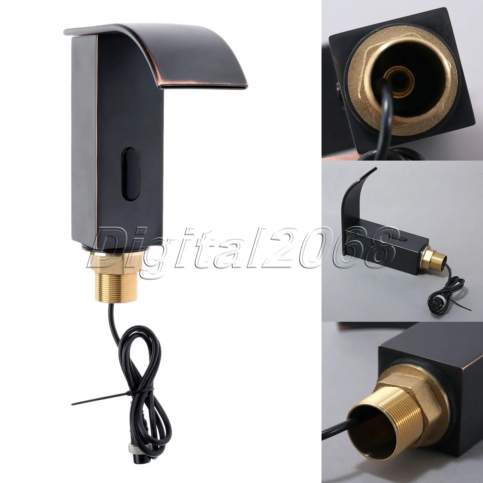 sensore touchless deck mount cascata rubinetto rubinetto del bagno automatico lavandino rubinetto bronzo lucidato olio miscelatore
