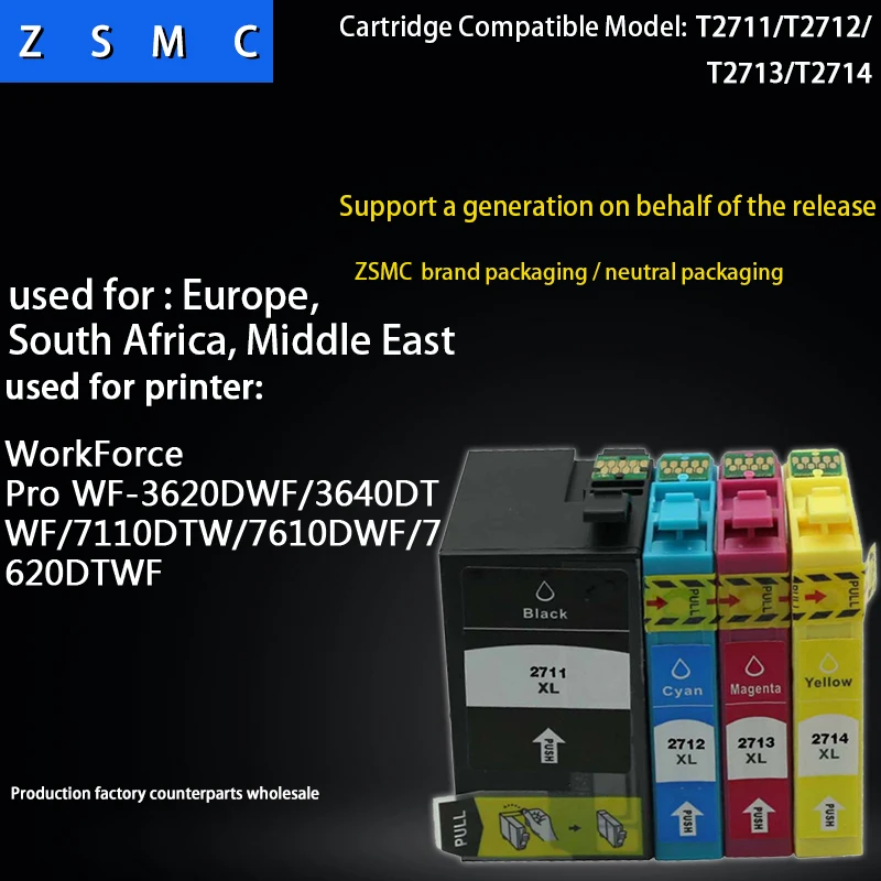 

10PCS Compatible epson 27xl ink cartridge T2711 T2712 T2713 T2714 for WF-3620DWF,WF-3640DTWF,WF-7110DTW printer