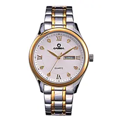 Часы люксовый бренд Мужчины Мода Досуг Деловое платье золотые Кристалл Мужские кварцевые наручные часы водонепроницаемые 50 м CASIMA #5117