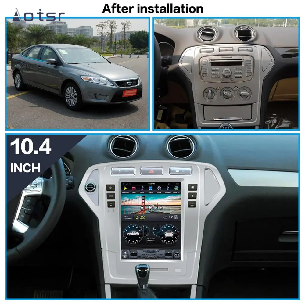 Perfect Android 8.1 4GB RAM Tesla style DVD multimedia player GPS navigation for Ford Mondeo MK4 2007-2010 Auto stereo player Head unit 1