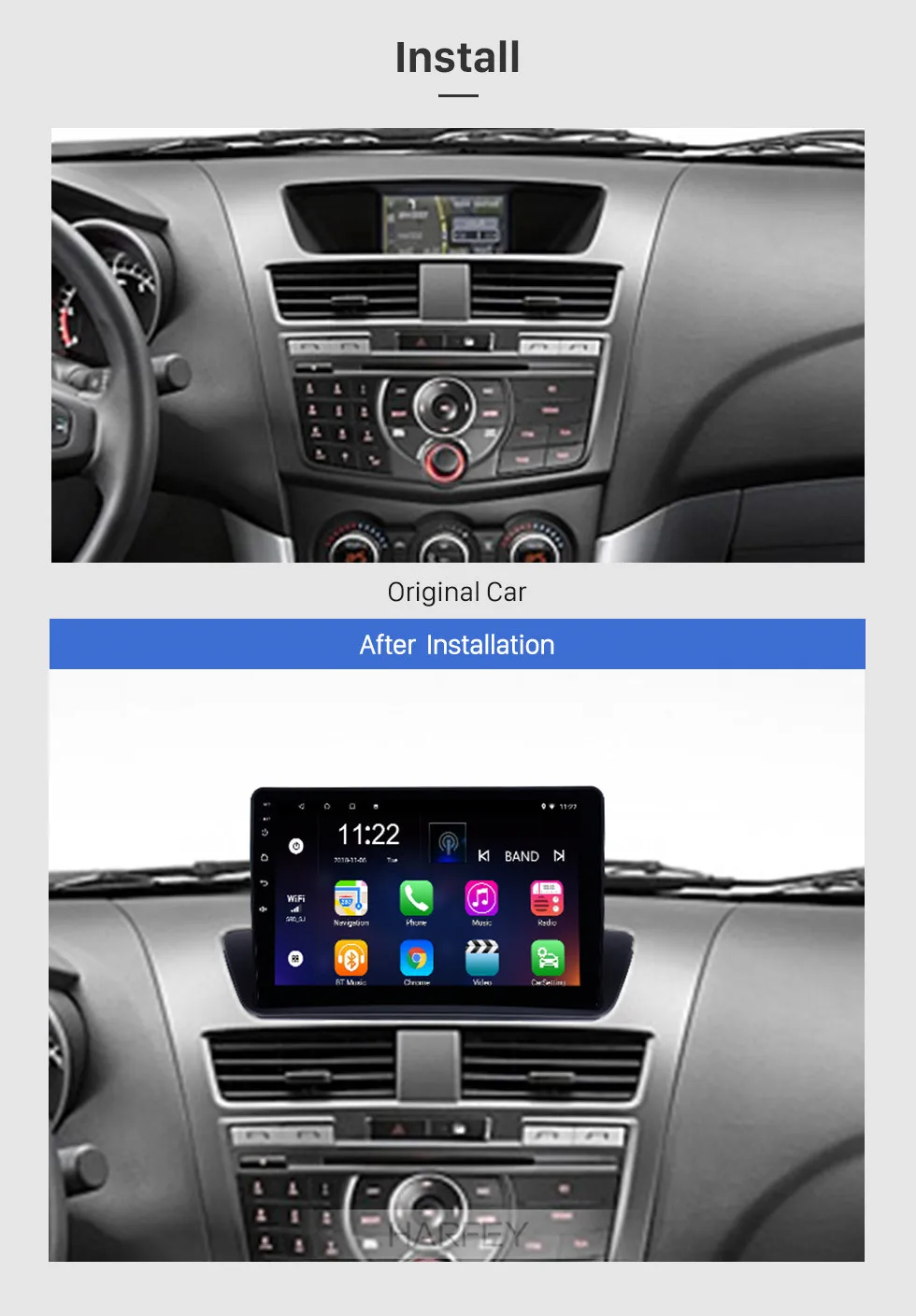 Perfect Harfey 2Din Head Unit Car Radio 9 Inch Stereo Android 8.1 For 2012 2013-2018 Mazda BT-50 Overseas GPS Multimedia Player AUX WIFI 2