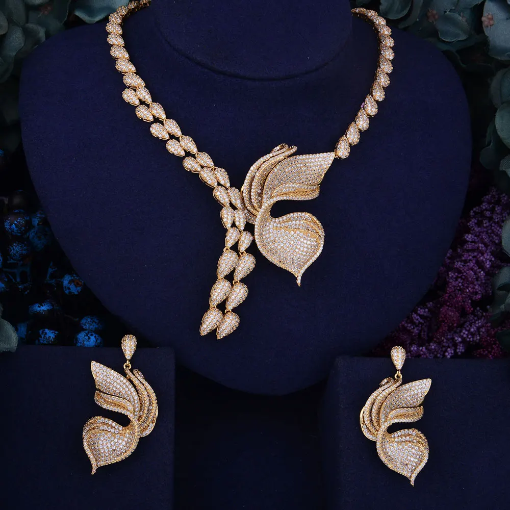 

GODKI Butterfly Luxury Gold Women Wedding Naija Bridal Cubic Zirconia Necklace Earring Dubai Dress Jewelry Set