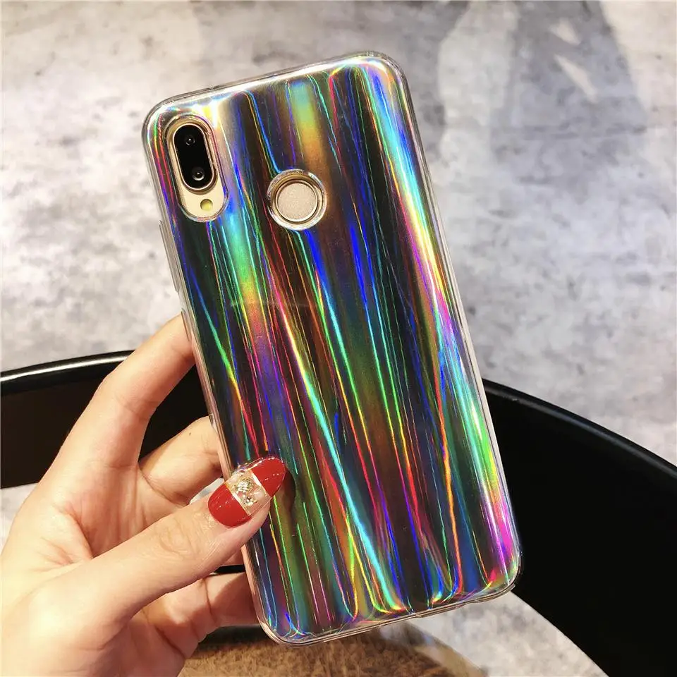 Чехол для huawei P20 Pro P30 Lite Коврики 20 Обложка Аврора лазерный Мягкие силиконовые ТПУ