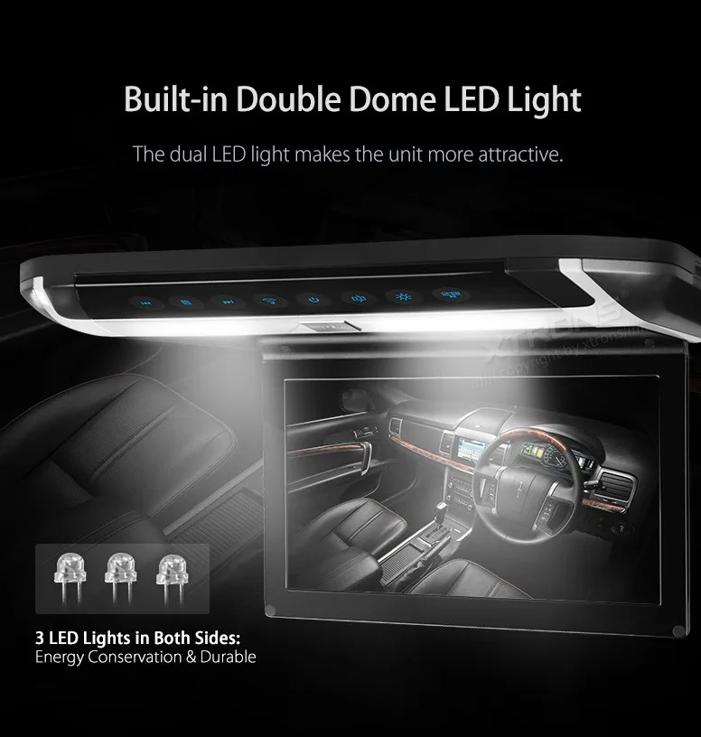 Best NEW 10" HD Digital TFT Monitor Touch Panel Car Roof DVD Player with HDMI & 2pcs IR headphones 5