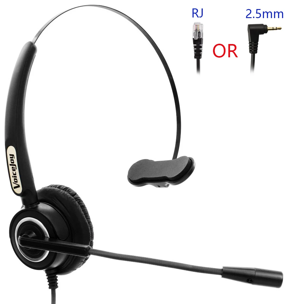 Call center headset with RJ9 plug office headset with noise canceling microphone for most phones