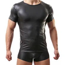 Новая мужская футболка из искусственной кожи мужская футболка s модная сексуальная мужская Нижняя Майка брендовый комплект нижнего белья сценические костюмы дропшиппинг