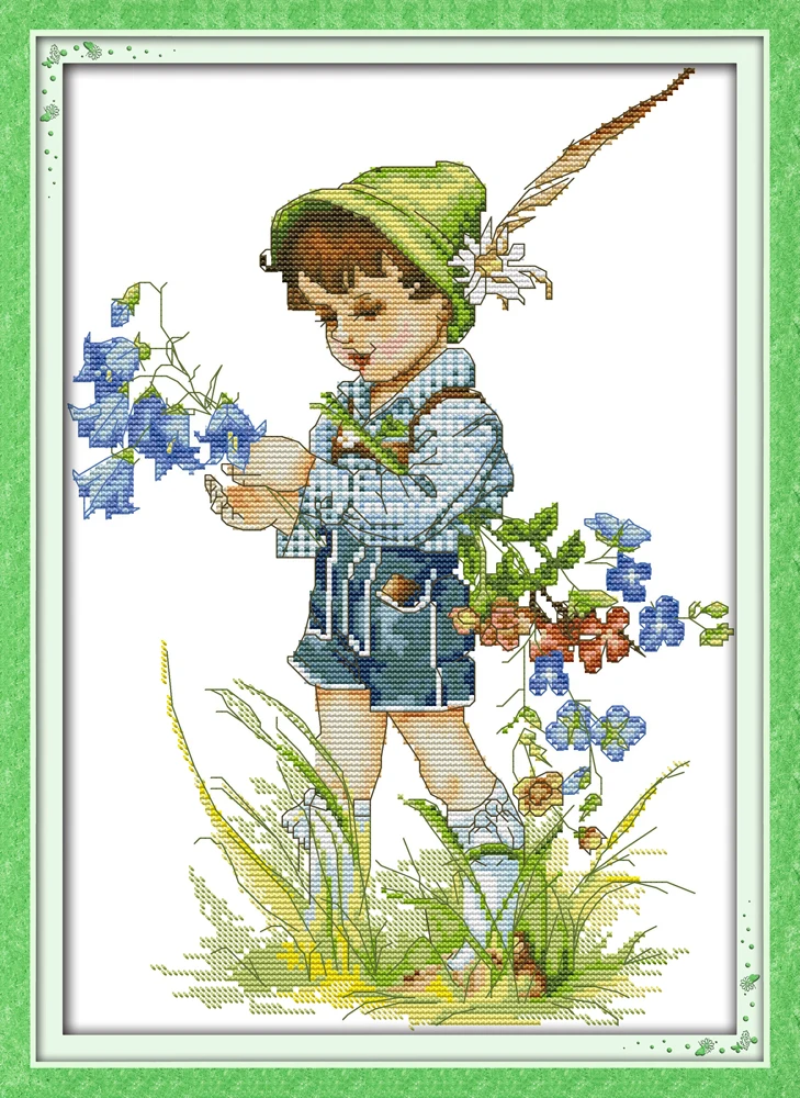

Childhood(boy) counted printed on fabric DMC 14CT 11CT Cross Stitch kitsembroidery needlework Sets Home Decor