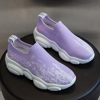 

2019 autumn new fashion simple color matching elastic cloth breathable flat shoes women trend comfortable thick sole casual shoe