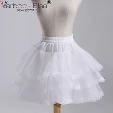 Дешевые кринолин белый дети-line Обувь для девочек платье Нижняя юбка 3 слоя ребенка нижняя короткие Нижние юбки свадебные юбка