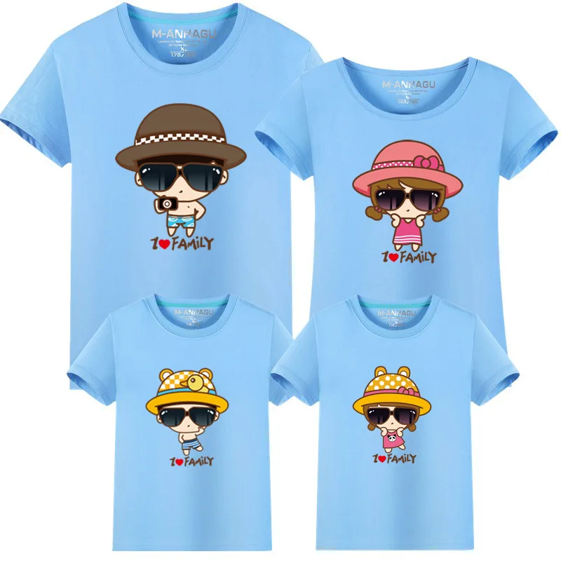 MANHAGU/Одежда для семьи; модная летняя футболка с короткими рукавами и принтом; Семейный комплект для мамы, дочки, папы и сына