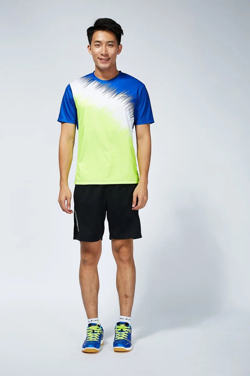 Мужская, женская, парная детская футболка, теннисная рубашка из полиэстера, футболка с коротким рукавом и круглым вырезом для спорта, фитнеса, ST-T1026