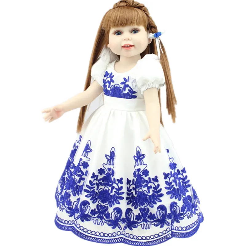 American Girl Doll Reborn Princess Doll Bebe Reborn 18 Inch/45 cm, Soft Plastic Baby Doll Plaything Toys for Kids Juguetes Gift