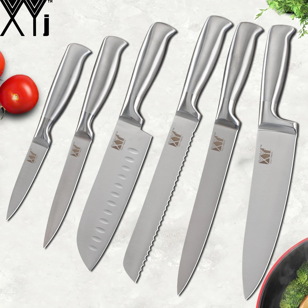 

XYj Stainless Steel Knives Sharpener Paring Utility Santoku Bread Slicing Chef Kitchen Knife 8" Knife Holder 8 PCS Cooking Sets