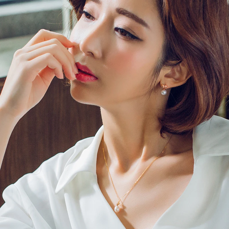 Комплект из колье и серёг серебра 925 пробы с пресноводным жемчугом|jewelry sets|earrings
