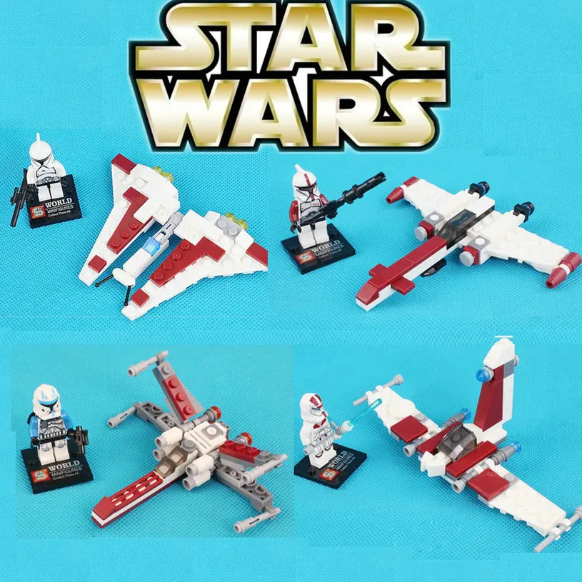 Kopen 4 sets Star War X WING Wit Tie Trooper Solider Captain Rex Jek 14 Multirole Fighter minifig DIY Building blokken Kinderen Speelgoed