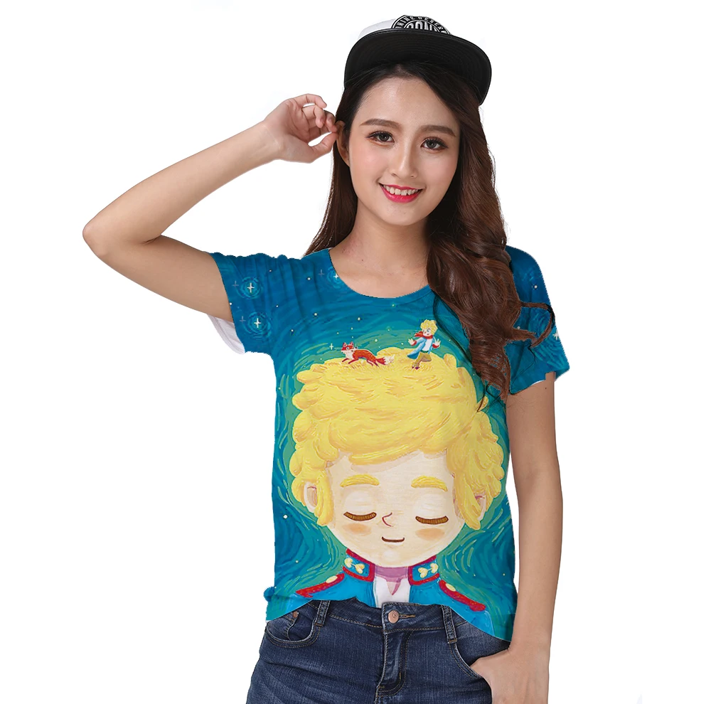

Track Ship+Vintage Retro Good Feeling T-shirt Top Tee Magic Cartoon Story Little Prince Playing with Red Fox Friend 0832