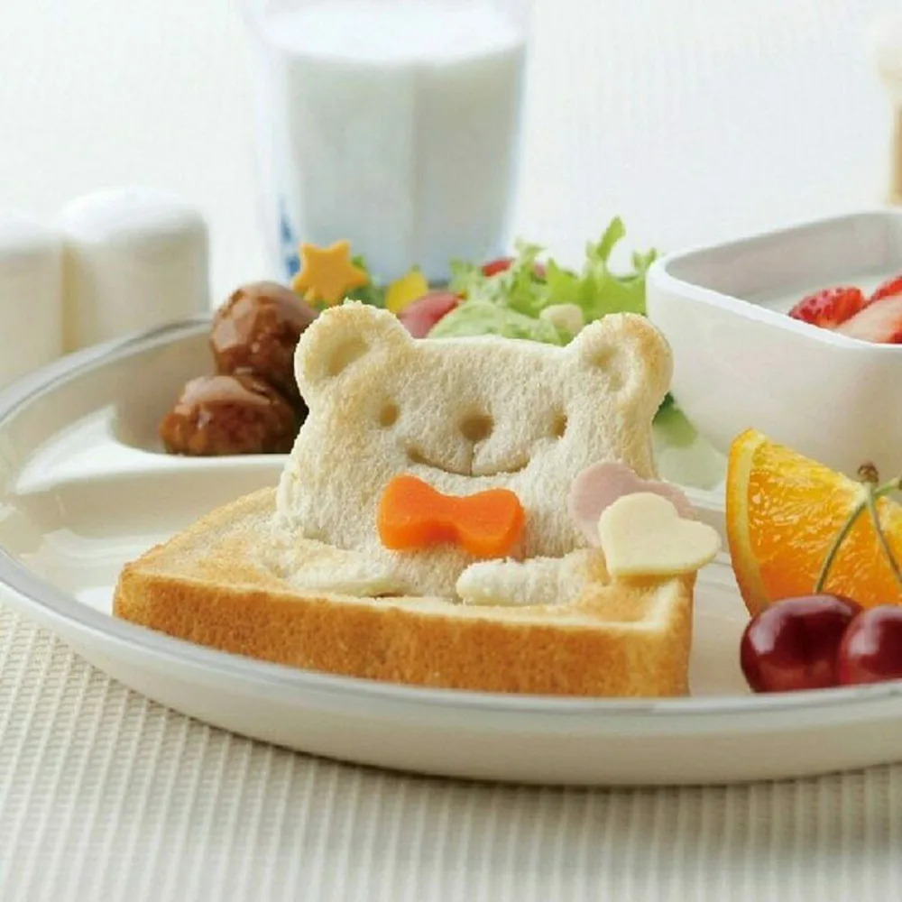 Милый сэндвич, форма для лица медведя, форма r, резак для хлеба с 3 выражениями, безопасный, сделай сам, форма для еды, форма панды, инструмент для выпечки для детей