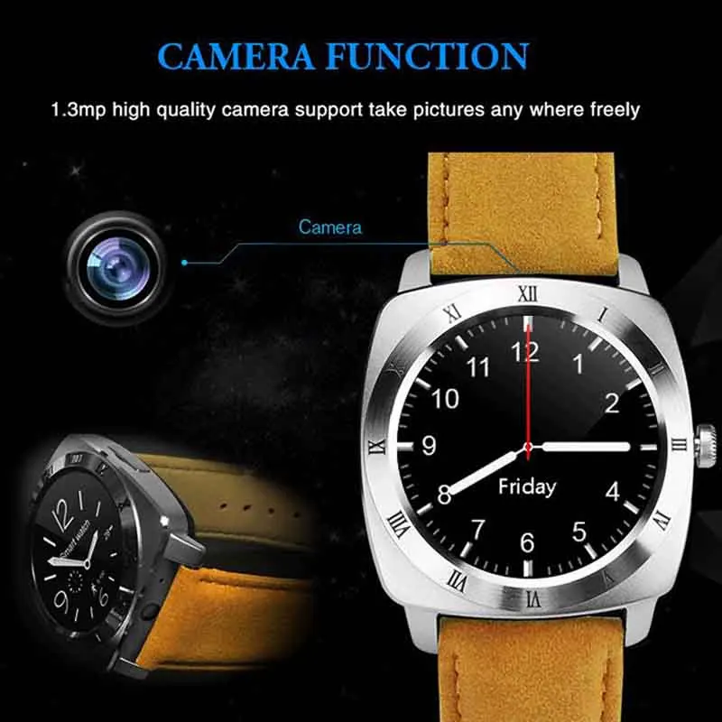 Ahssuf Smart Watch Android Wear круглый sim карты удаленной камеры телефон музыкальный умные