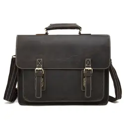 Роскошный мужской портфель из натуральной яловой кожи мужская сумка кожаный деловой портфель Мужская мода ретро сумка для ноутбука