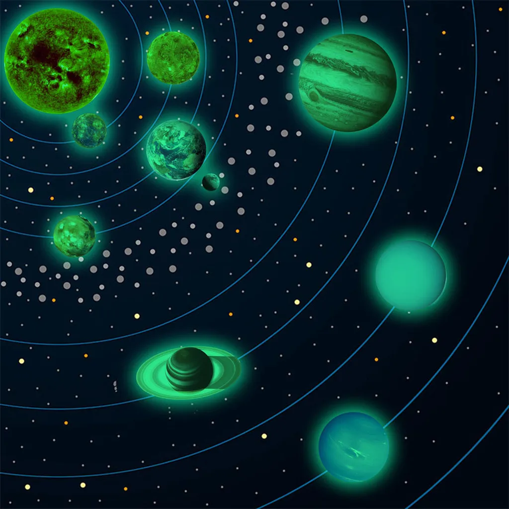 Glow In The Dark Round Planets Star PVC Stickers Kids Ceiling Wall Bedroom Dropshipping Apr03 Glow In The Dark Round Planets Star PVC Stickers Kids Ceiling Wall Bedroom Dropshipping Apr03
