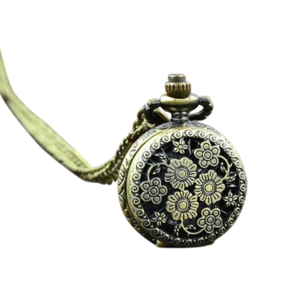Карманные часы ретро Винтаж стимпанк Кварц Ожерелье резьба Кулон Цепь Часы карманные часы reloj de bolsillo - Цвет: Flower