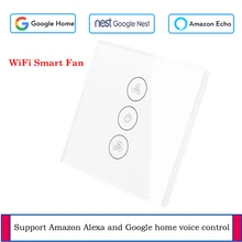 ЕС WiFi потолочный вентилятор переключатель стеклянная панель Переключатель приложение дистанционного управления для вентилятора умный дом с Google и Alexa поддержка голосового управления