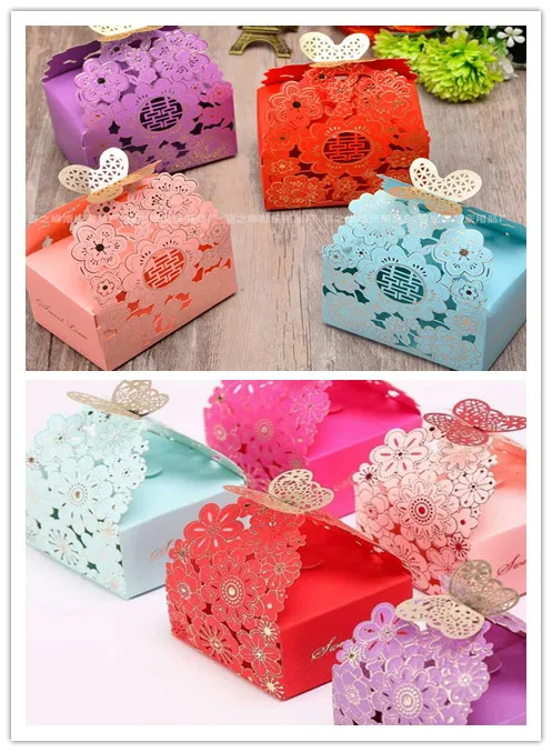 

100Pcs/set Paper Candy Box Hollow Butterfly DeSIGN European Style Gift Boxes Wedding Favors Cute Personality Chocolate Box