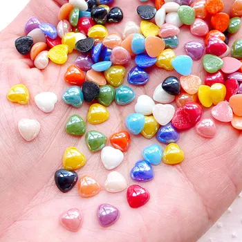 

1000pcs Small Puffy Heart Ceramic Cabochon 6mm Colorful Mix Flatback Kawaii Little Heart Decoration Decoden Card Decoration